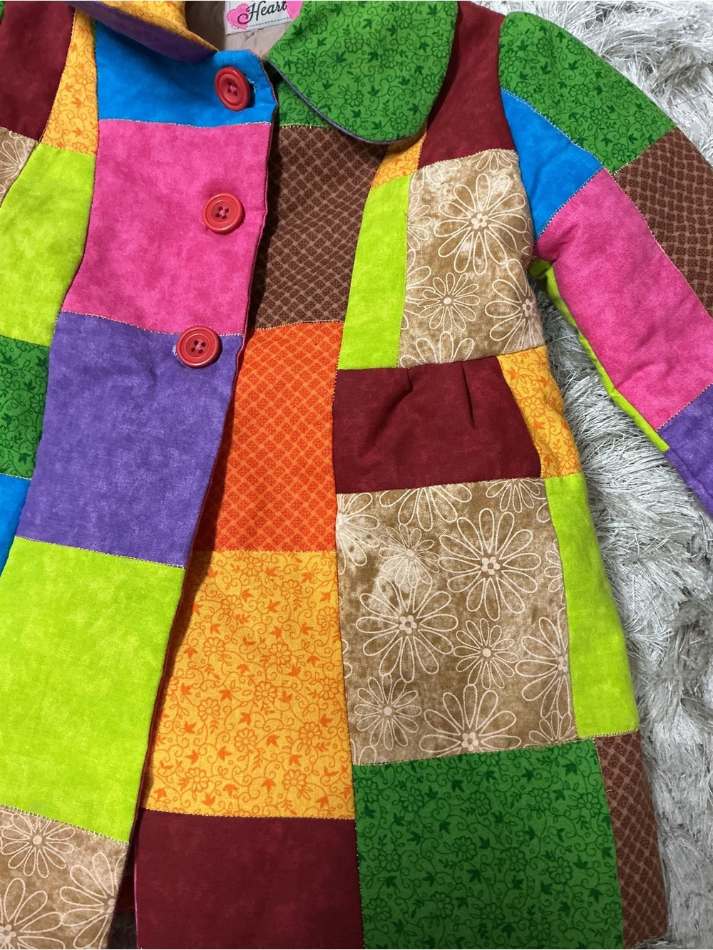 Handmade Colorful Patchwork Kids Jacket - Bright Multi-Color - Picture 6 of 7